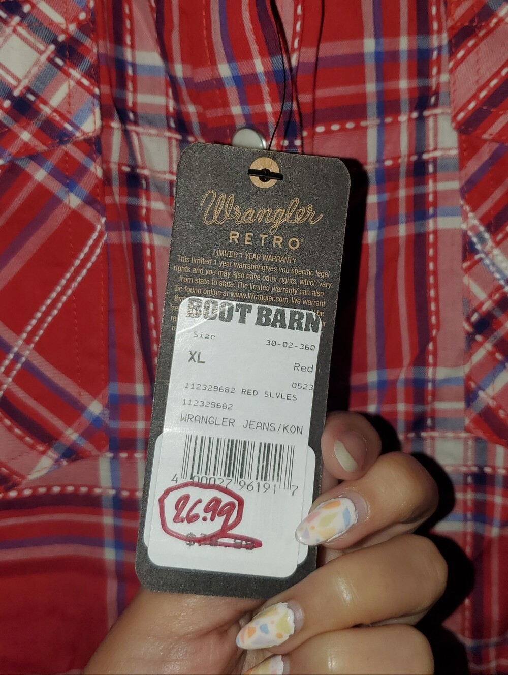 NWT Wrangler Retro Sleeveless Plaid Print Snap Western Shirt - Picture 13 of 14